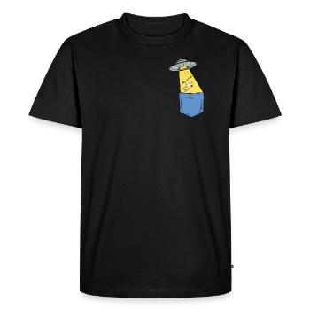 Alien - vaisseau spatial - chat - sac - poche de poitrine - T-shirt Premium bio Homme - noir - Devant - Nico (187cm)