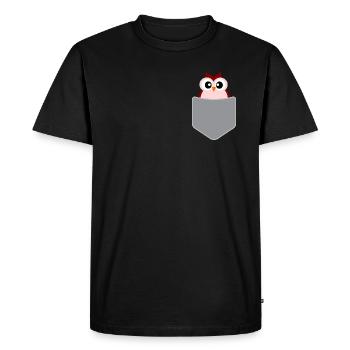 Cute Funny Owl Pocket Graphic Owl Lover T-shirt - Men's Premium Organic T-Shirt - black - Front - Nico (187cm)