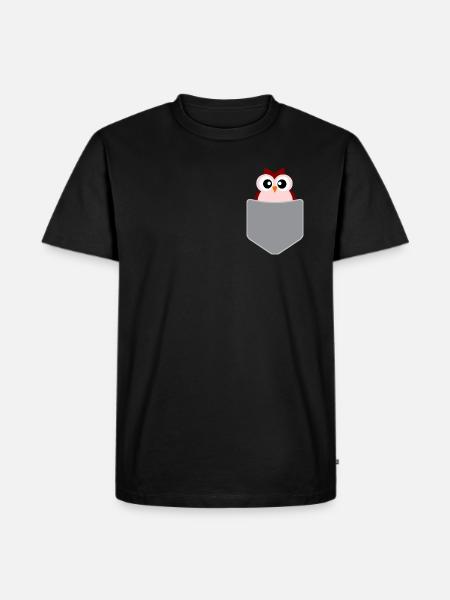 Cute Funny Owl Pocket Graphic Owl Lover T-shirt - Men's Premium Organic T-Shirt - black