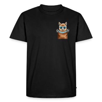 Poche poitrine en alpaga - T-shirt Premium bio Homme - noir - Devant - Nico (187cm)
