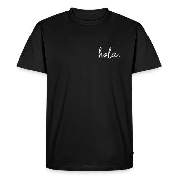 Hola lettering, hola welcome, Spanish - Men's Premium Organic T-Shirt - black - Front - Nico (187cm)