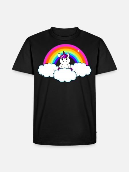 Regenbogen Einhorn - Männer Premium Bio T-Shirt - Schwarz
