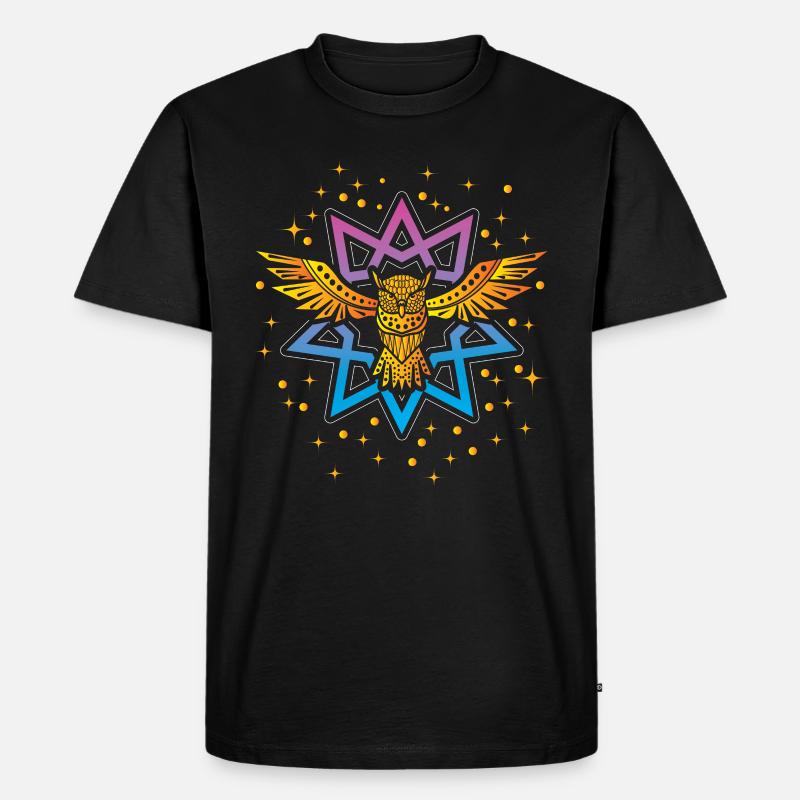 Eule Boho Gold Symbol - Männer Premium Bio T-Shirt - Schwarz