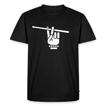 Batteur - Astuce - T-shirt Premium bio Homme - noir - Devant - Nico (187cm)
