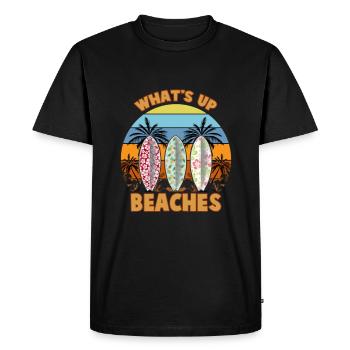 Surfing Whats Up Beaches Beach Party - Men's Premium Organic T-Shirt - black - Front - Nico (187cm)