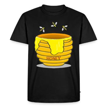 Pot de miel avec des abeilles - T-shirt Premium bio Homme - noir - Devant - Nico (187cm)
