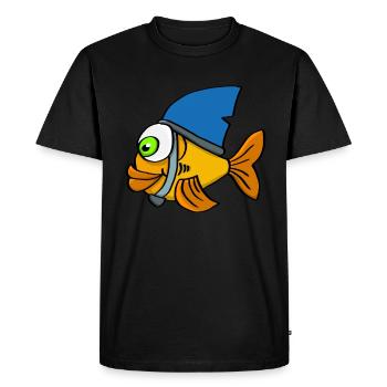 Poisson rouge malin Avec nageoire de requin - T-shirt Premium bio Homme - noir - Devant - Nico (187cm)