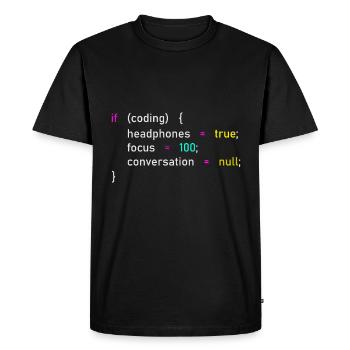 Programming Focus Headphone Tunnel - Men's Premium Organic T-Shirt - black - Front - Nico (187cm)