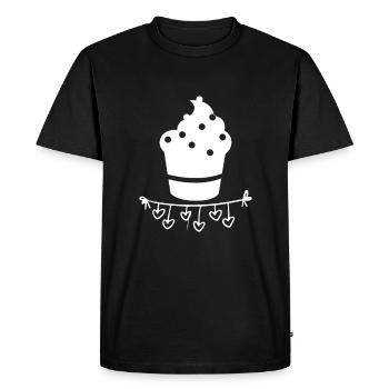Petits gâteaux - muffins - coeur - T-shirt Premium bio Homme - noir - Devant - Nico (187cm)