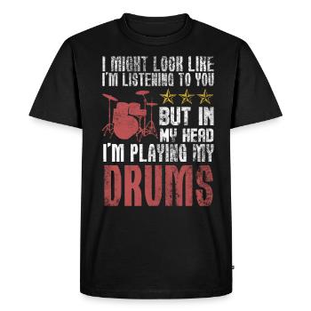 Batteur musicien de Drum - T-shirt Premium bio Homme - noir - Devant - Nico (187cm)