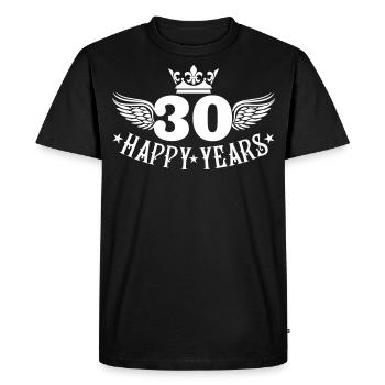30 Happy Years - Men's Premium Organic T-Shirt - black - Front - Nico (187cm)