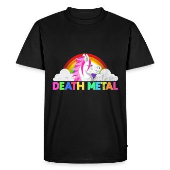 Rainbow Death Metal Unicorn - Men's Premium Organic T-Shirt - black - Front - Nico (187cm)
