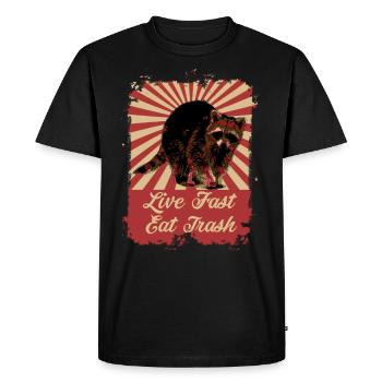 Raton laveur direct rapide manger des ordures rétro vintage - T-shirt Premium bio Homme - noir - Devant - Nico (187cm)