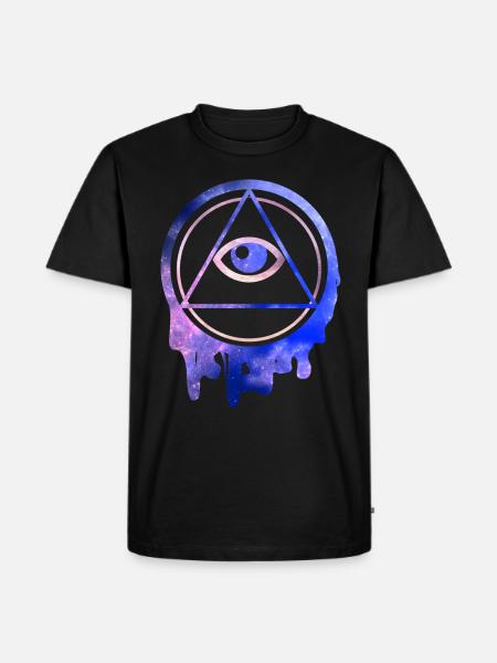 Alle Seeing Eye Illuminati-stjerner - Herre Premium økologisk T-shirt - sort