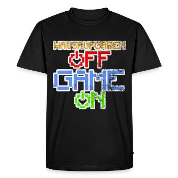 Les devoirs hors jeu sur le jeu - T-shirt Premium bio Homme - noir - Devant - Nico (187cm)