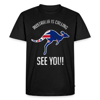 Australia Gets Travel Backpacker Kangaroo - Men's Premium Organic T-Shirt - black - Front - Nico (187cm)
