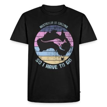 Australia Gets Travel Backpacker - Men's Premium Organic T-Shirt - black - Front - Nico (187cm)
