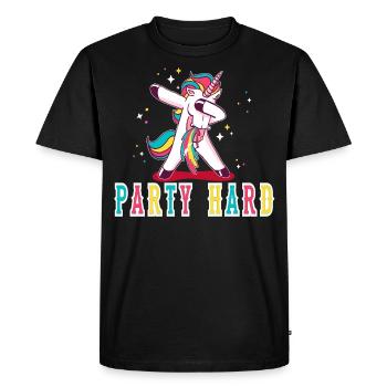 Licorne, Licorne, Party Hard, Main Rock, Festival - T-shirt Premium bio Homme - noir - Devant - Nico (187cm)