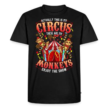 Pas mon cirque pas mon singe qui dit la fête - T-shirt Premium bio Homme - noir - Devant - Nico (187cm)