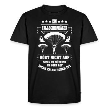 Der Will Nur Fallschirmspringen Fallschirmjäger - Männer Premium Bio T-Shirt - Schwarz - Vorne - Nico (187cm)
