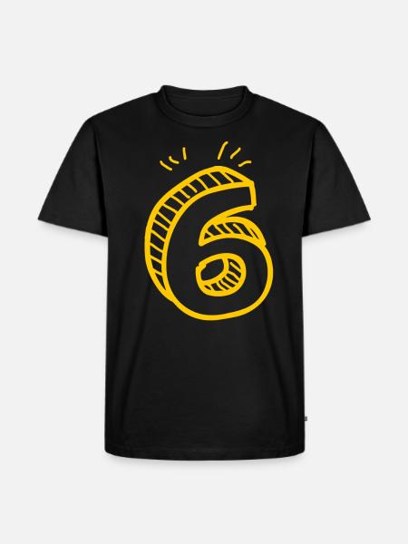 6 Nummer 6 - Männer Premium Bio T-Shirt - Schwarz
