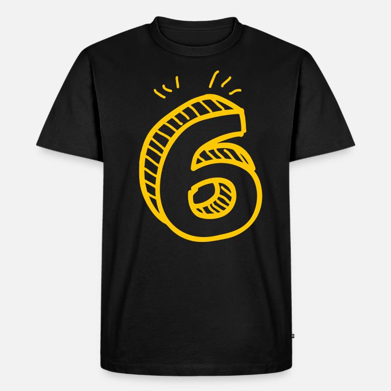 6 Nummer 6 - Männer Premium Bio T-Shirt - Schwarz