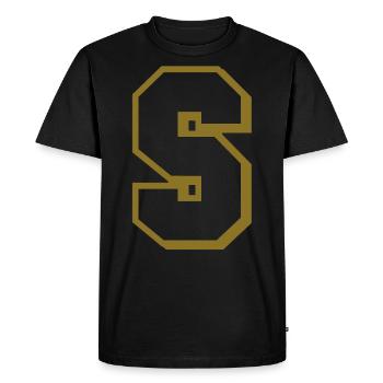 S - lettre - T-shirt Premium bio Homme - noir - Devant - Nico (187cm)