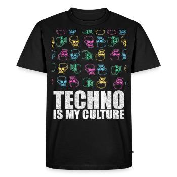 Techno Is My Culture Skull Design Gift - Men's Premium Organic T-Shirt - black - Front - Nico (187cm)