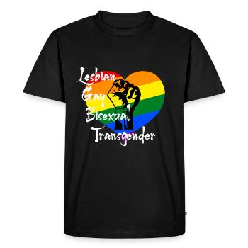 Drapeau arc-en-ciel LGBT Gay Lesbian Gay Pride - T-shirt Premium bio Homme - noir - Devant - Nico (187cm)