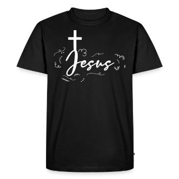Croix de Jésus Yeshua - T-shirt Premium bio Homme - noir - Devant - Nico (187cm)