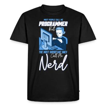 Programmeurs de logiciels geeks - T-shirt Premium bio Homme - noir - Devant - Nico (187cm)