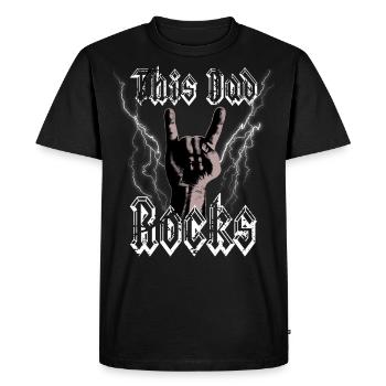 Herren Rock n Roll Papa This Dad Rocks T-Shirt - Männer Premium Bio T-Shirt - Schwarz - Vorne - Nico (187cm)