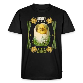Easter, Happy Easter, Retro Vintage Egg Chicks - Men's Premium Organic T-Shirt - black - Front - Nico (187cm)
