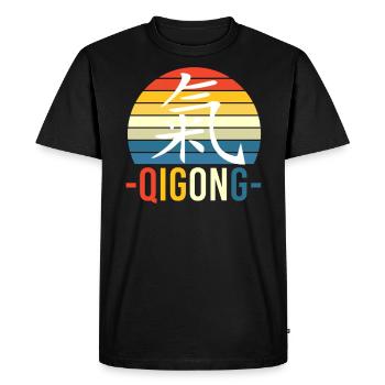 Méditation Bouddha Qigong - Chigong - T-shirt Premium bio Homme - noir - Devant - Nico (187cm)