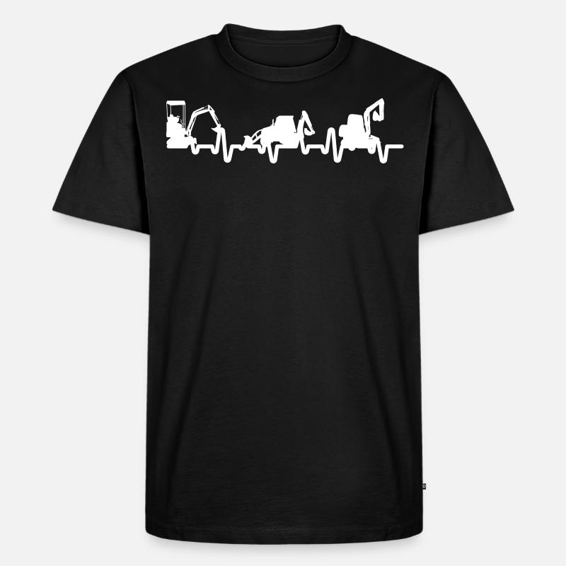 Bagger Herzschlag Baustelle - Männer Premium Bio T-Shirt - Schwarz