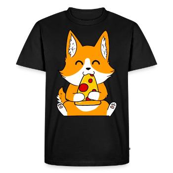 Shiba Inu Drôle Shiba Inu Pizza - T-shirt Premium bio Homme - noir - Devant - Nico (187cm)