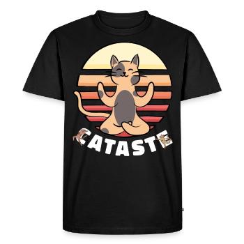 Namaste Funny Cats - Men's Premium Organic T-Shirt - black - Front - Nico (187cm)