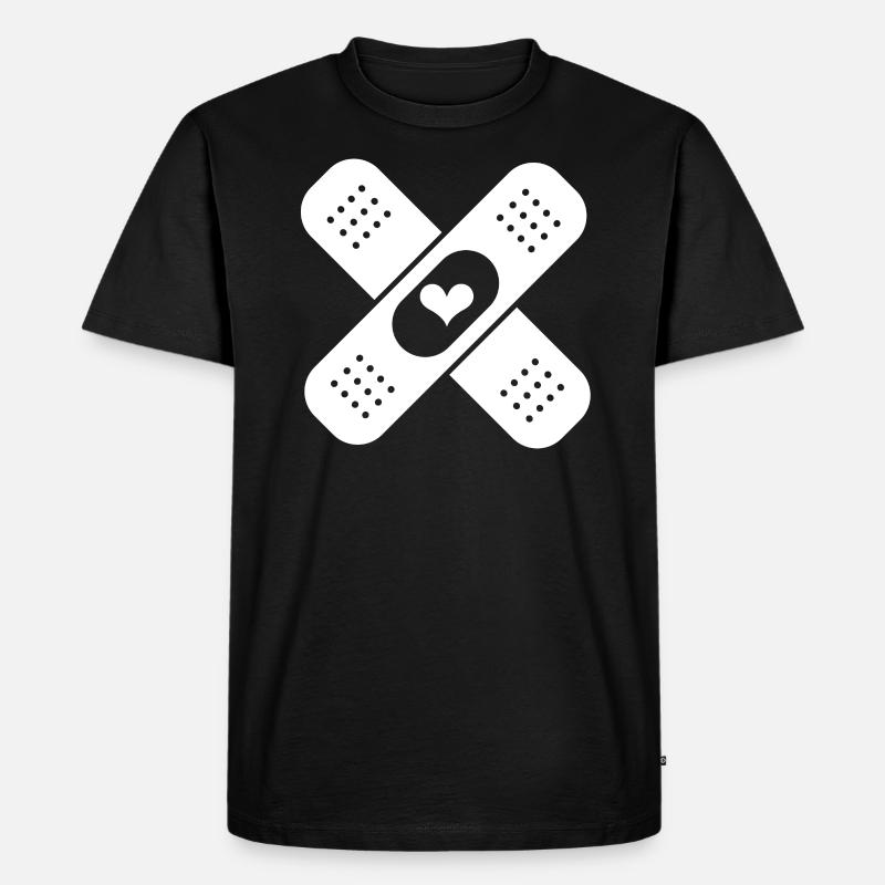 Pflaster Herz - Männer Premium Bio T-Shirt - Schwarz