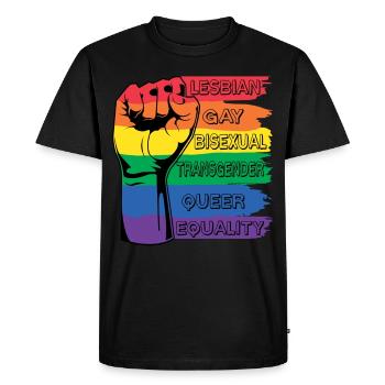 Pride Arc-en-ciel Poing LGBT - T-shirt Premium bio Homme - noir - Devant - Nico (187cm)