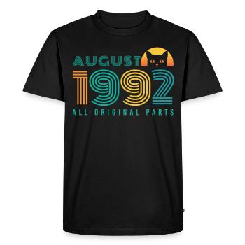 Né en Août 1992 Vintage cadeau - T-shirt Premium bio Homme - noir - Devant - Nico (187cm)