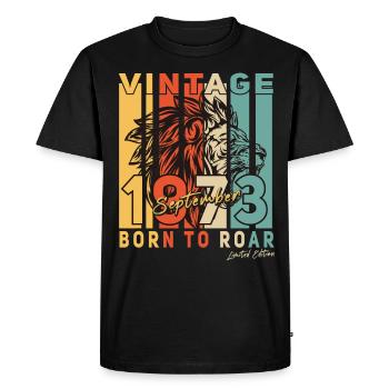 1973 In September Vintage Lion - Men's Premium Organic T-Shirt - black - Front - Nico (187cm)
