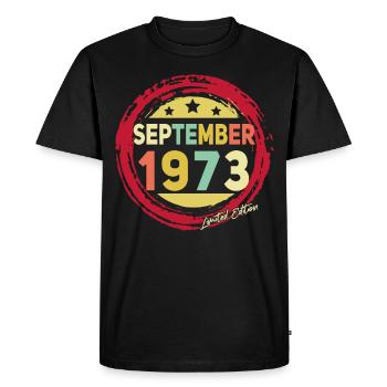 Born in September 1973 Vintage - Men's Premium Organic T-Shirt - black - Front - Nico (187cm)