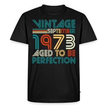 1973 September Perfection Retro - Men's Premium Organic T-Shirt - black - Front - Nico (187cm)