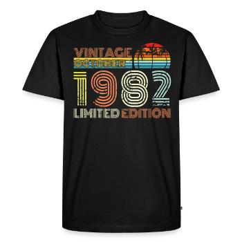 October 1982 Vintage Gift - Men's Premium Organic T-Shirt - black - Front - Nico (187cm)