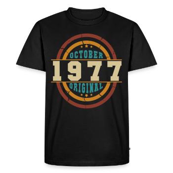 Né octobre 1977 Orginal Retro - T-shirt Premium bio Homme - noir - Devant - Nico (187cm)
