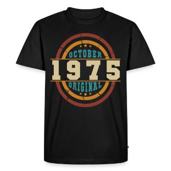 Né octobre 1975 Orginal Retro - T-shirt Premium bio Homme - noir - Devant - Nico (187cm)