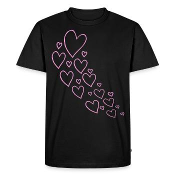 Ascending Pink Hearts - Men's Premium Organic T-Shirt - black - Front - Nico (187cm)