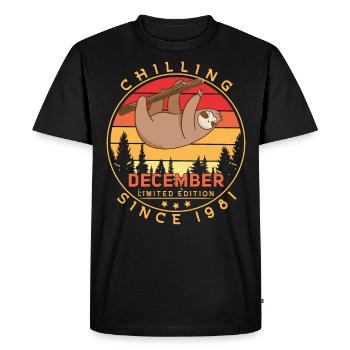 Born December 1981 Retro Sloth - Men's Premium Organic T-Shirt - black - Front - Nico (187cm)