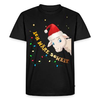 Doux mouton avec casquette Slogan chemise Noël - T-shirt Premium bio Homme - noir - Devant - Nico (187cm)