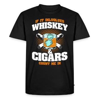 Whisky & Cigares Cigares Amateurs de Whisky - T-shirt Premium bio Homme - noir - Devant - Nico (187cm)